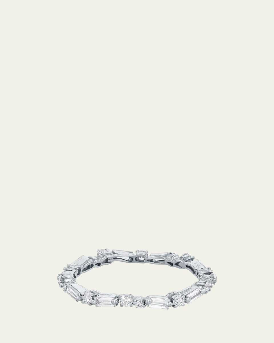 18K White Gold Fireworks Thin Mix Eternity Band